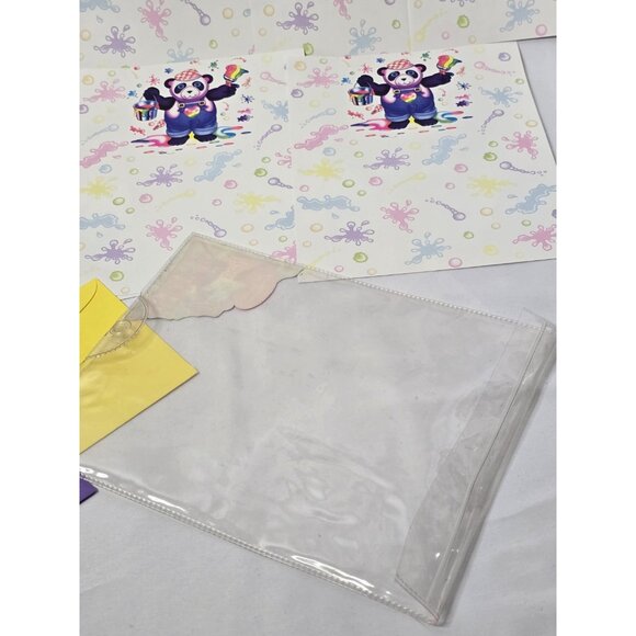 Vintage Lisa Frank Panda Painter rainbow stationary 9 Papers 5 Envelopes- Read - Picture 4 of 16